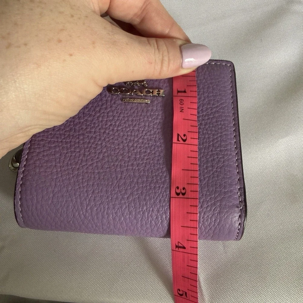 Coach Snap Zip Bifold Wallet In Purple Violet Orchard Leather Card Coin Holder